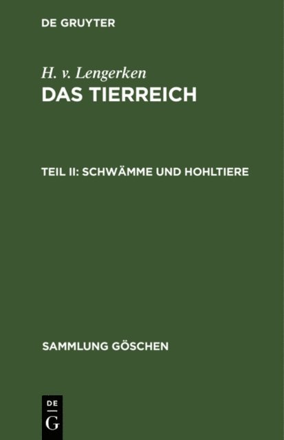 H. v. Lengerken - Schwämme und Hohltiere, E-bok