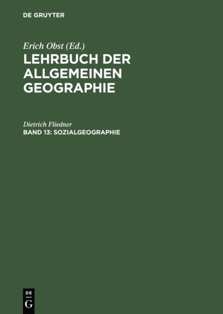 Dietrich Fliedner - Sozialgeographie, E-bok