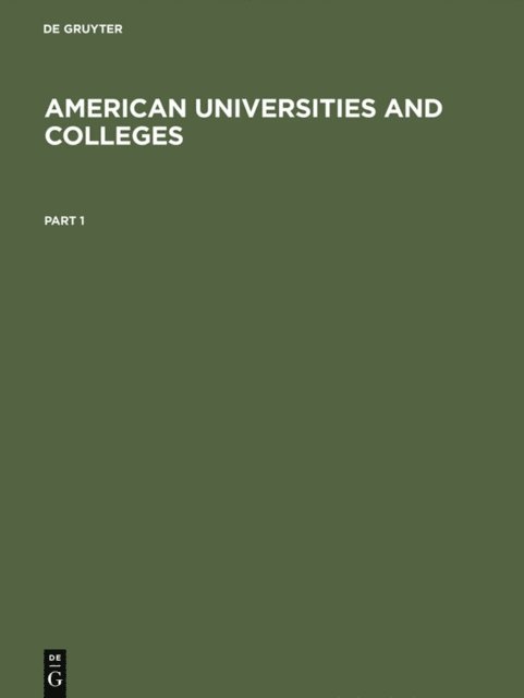 American Universities and Colleges, E-bok