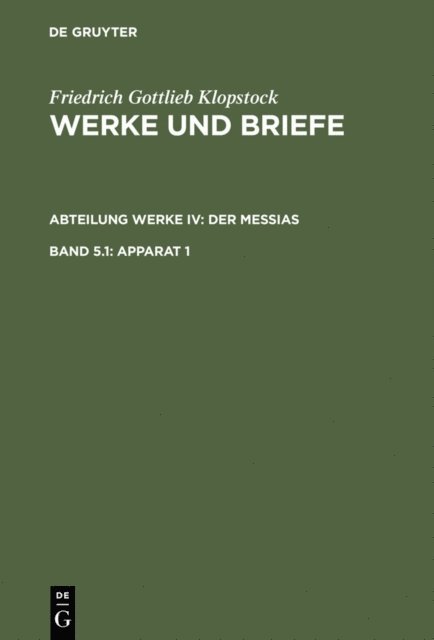 Friedrich Gottlieb Klopstock, Rose-Maria Hurlebusch, Klaus Hurlebusch, Horst Gronemeyer, Elisabeth Hopker-Herberg - Apparat 1, E-bok