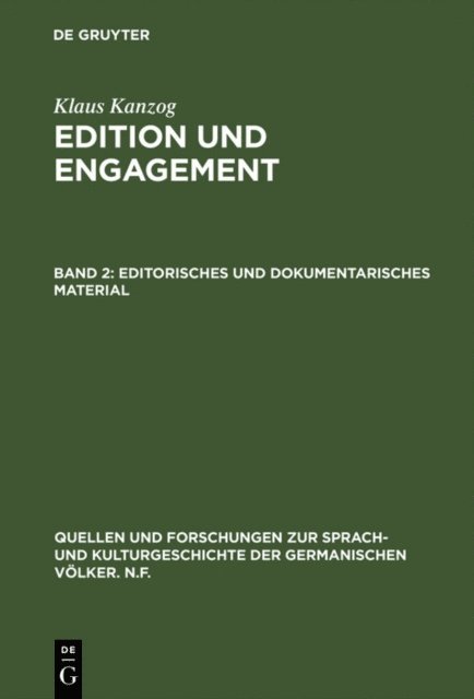 Klaus Kanzog - Editorisches und dokumentarisches Material, E-bok