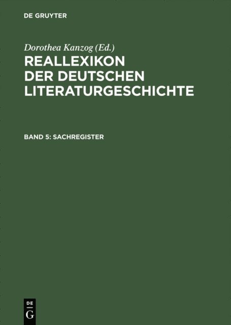 Dorothea Kanzog, Achim Masser, Klaus Kanzog - Sachregister, E-bok