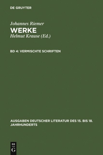 Johannes Riemer, Helmut Krause - Vermischte Schriften, E-bok