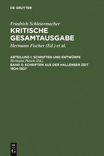 Hermann Patsch - Schriften aus der Hallenser Zeit 1804-1807, E-bok