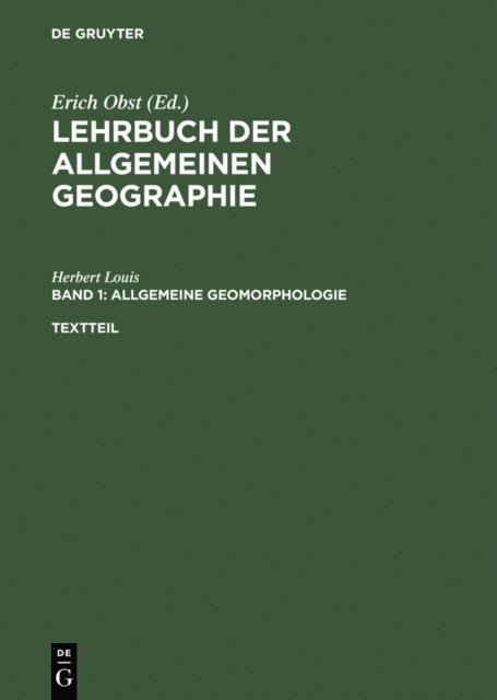 Herbert Louis - Allgemeine Geomorphologie, E-bok