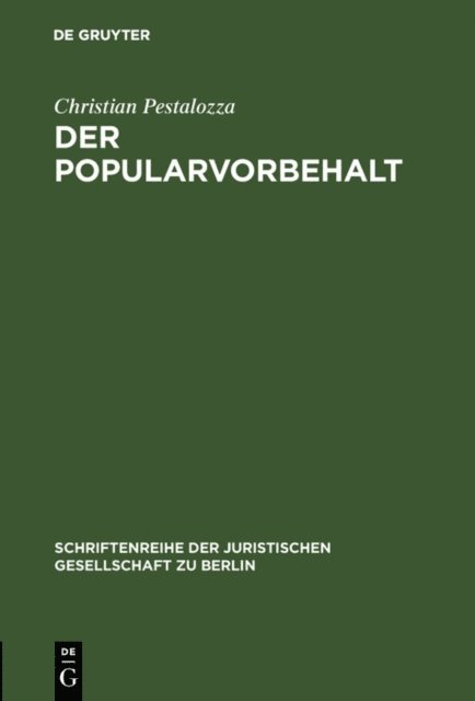 Christian Pestalozza - Der Popularvorbehalt, E-bok. Tillgänglighet: Lägg i varukorg
