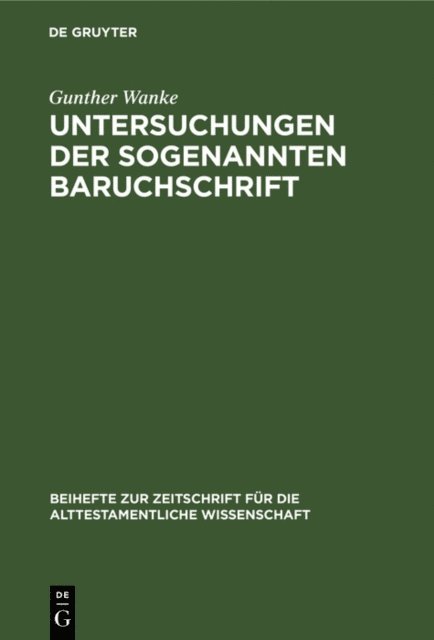Gunther Wanke - Untersuchungen der sogenannten Baruchschrift, E-bok