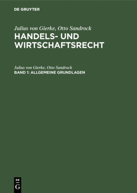 Otto Sandrock, Julius von Gierke, Otto Sandrock - Allgemeine Grundlagen, E-bok