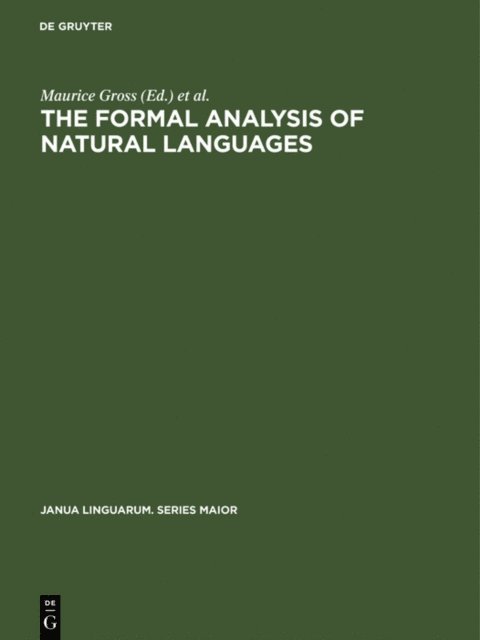 Marcel-P. Schutzenberger, Morris Halle, Maurice Gross - Formal Analysis of Natural Languages, E-bok
