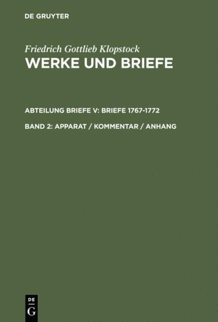 Friedrich Gottlieb Klopstock, Rose-Maria Hurlebusch, Horst Gronemeyer, Elisabeth Hopker-Herberg, Klaus Hurlebusch - Apparat / Kommentar / Anhang, E-bok