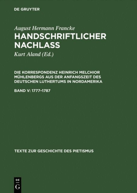 Hermann Wellenreuther, Kurt Aland - 1777–1787, E-bok