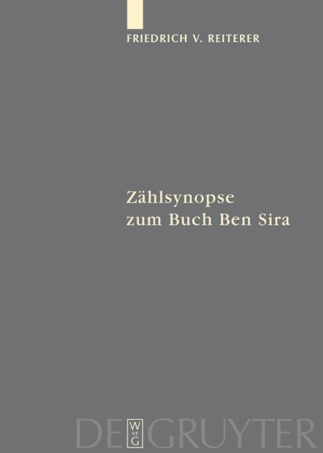 Friedrich V. Reiterer - Zählsynopse zum Buch Ben Sira, E-bok