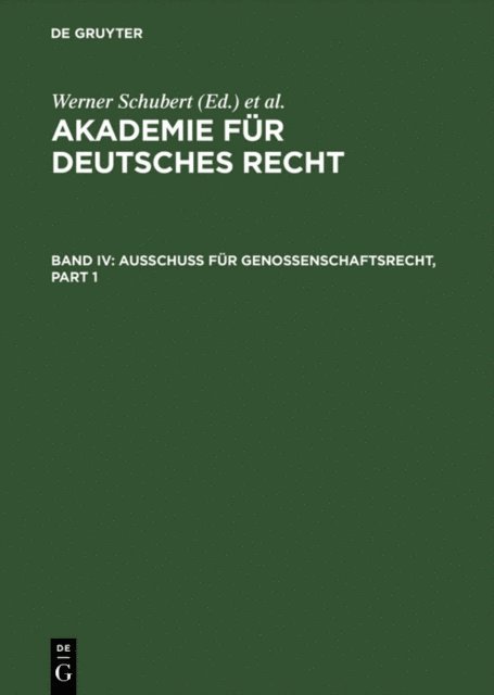 Werner Schubert - Ausschuß für Genossenschaftsrecht, E-bok