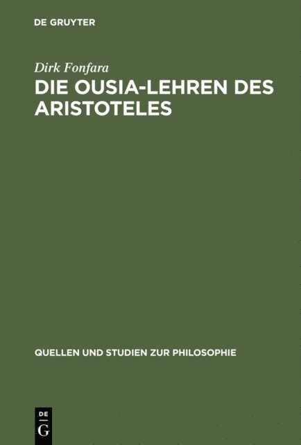 Dirk Fonfara - Die Ousia-Lehren des Aristoteles, E-bok