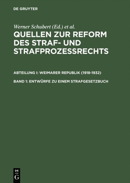 Jurgen Regge, Werner Schubert - Entwürfe zu einem Strafgesetzbuch, E-bok