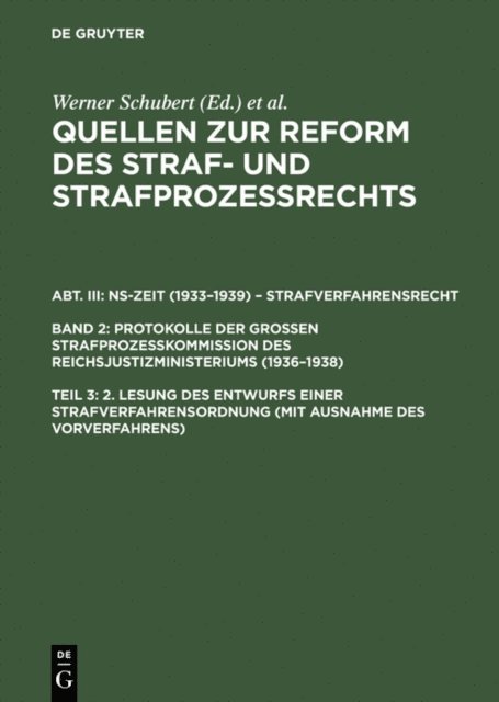 Werner Schubert - 2. Lesung des Entwurfs einer Strafverfahrensordnung (mit Ausnahme des Vorverfahrens), E-bok