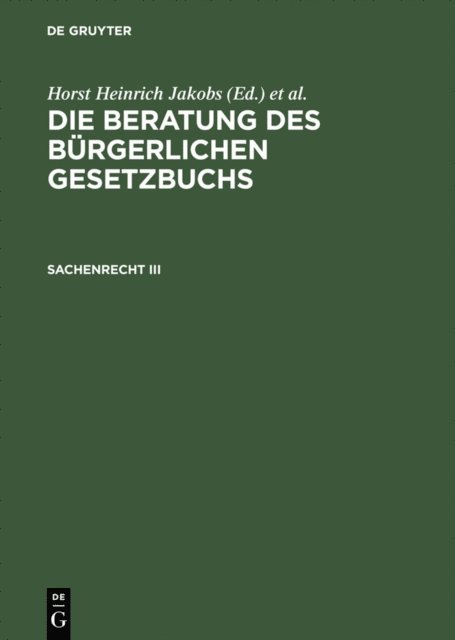 Werner Schubert, Horst Heinrich Jakobs - Sachenrecht III, E-bok