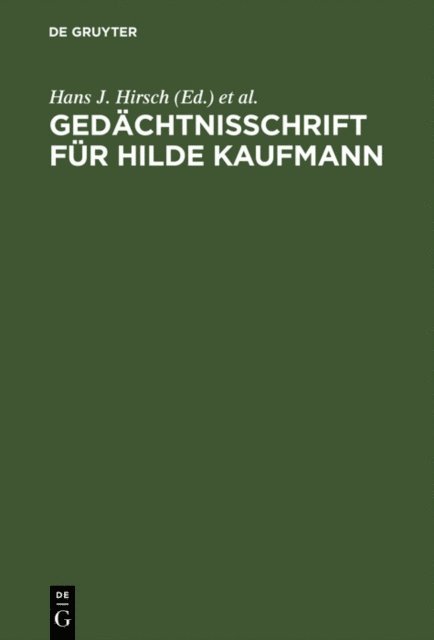 Helmut Marquardt, Gunther Kaiser, Hans J. Hirsch - Gedächtnisschrift für Hilde Kaufmann, E-bok