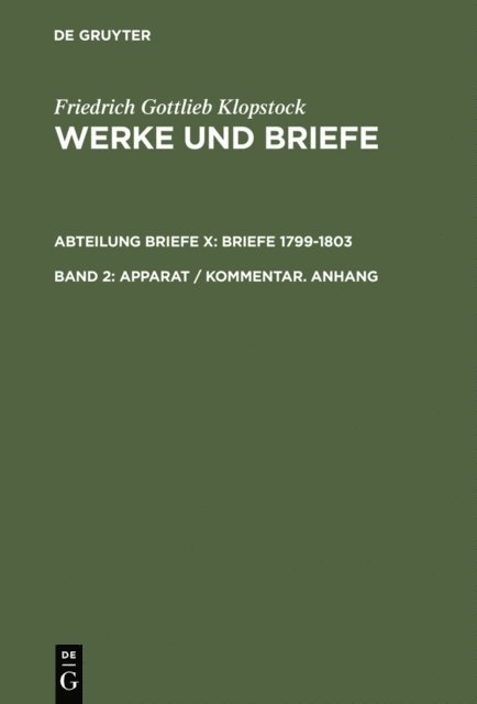 Friedrich Gottlieb Klopstock, Rose-Maria Hurlebusch, Klaus Hurlebusch, Horst Gronemeyer, Elisabeth Hopker-Herberg, Rainer Schmidt - Apparat / Kommentar. Anhang, E-bok