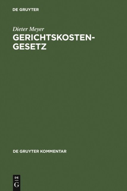 Dieter Meyer - Gerichtskostengesetz, E-bok