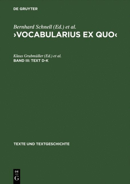 Bernhard Schnell, Klaus Grubmuller - Text D–K, E-bok