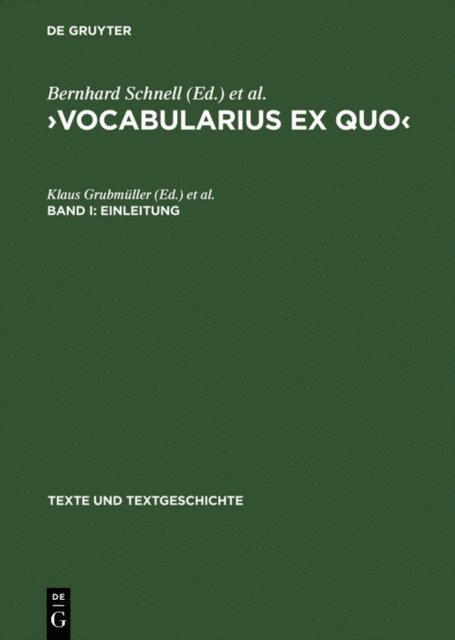 Bernhard Schnell, Klaus Grubmuller - Einleitung, E-bok