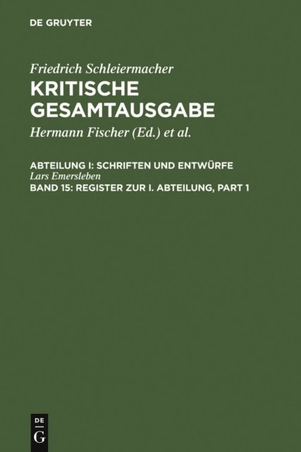 Lars Emersleben - Register zur I. Abteilung, E-bok