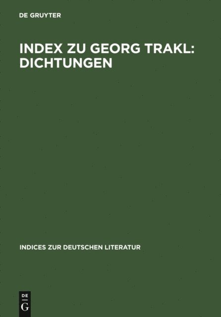 Harald Zimmermann, Wolfgang Klein - Index zu Georg Trakl: Dichtungen, E-bok