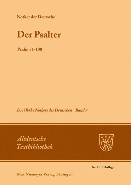 Notker der Deutsche, Petrus W. Tax - Der Psalter, E-bok