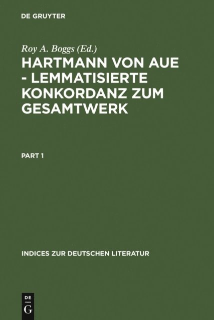 Roy A. Boggs - Hartmann von Aue – Lemmatisierte Konkordanz zum Gesamtwerk, E-bok