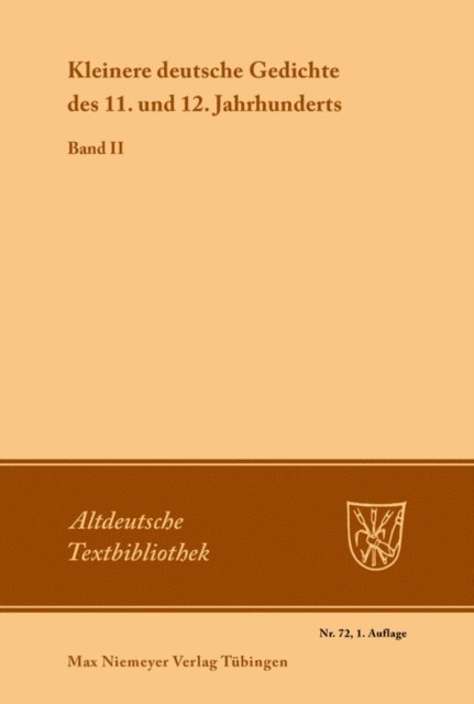 Werner Schroder - Kleinere deutsche Gedichte des 11. und 12. Jahrhunderts, E-bok