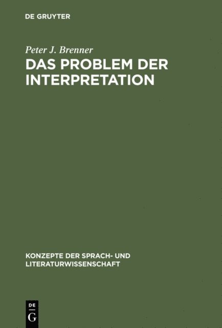 Peter J. Brenner - Das Problem der Interpretation, E-bok