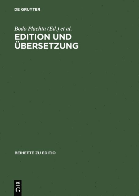 Winfried Woesler, Bodo Plachta - Edition und Übersetzung, E-bok