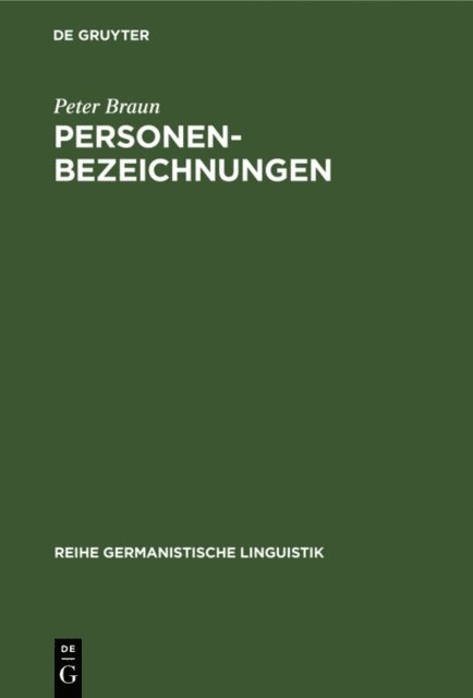 Peter Braun - Personenbezeichnungen, E-bok
