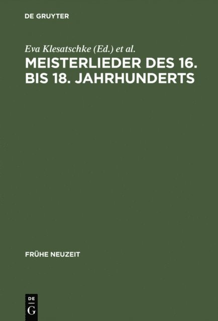 Horst Brunner, Eva Klesatschke - Meisterlieder des 16. bis 18. Jahrhunderts, E-bok