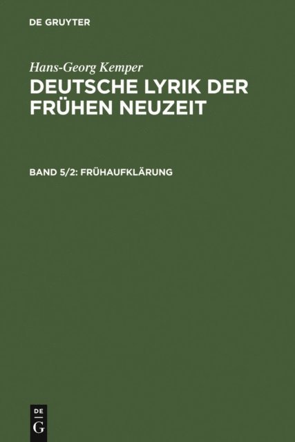 Hans-Georg Kemper - Frühaufklärung, E-bok
