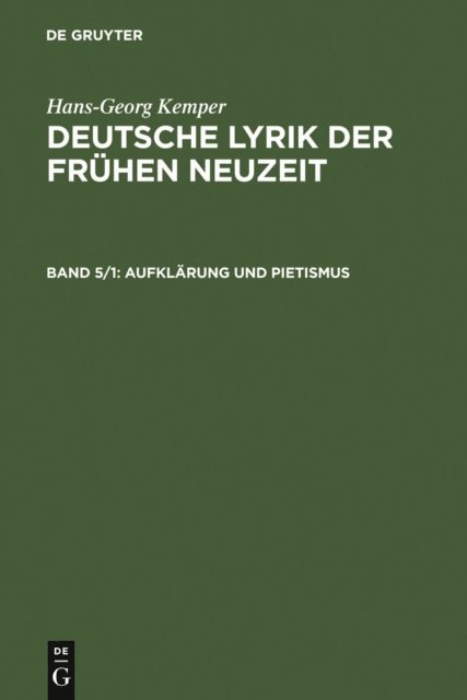 Hans-Georg Kemper - Aufklärung und Pietismus, E-bok