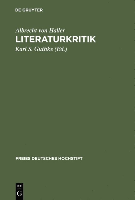 Albrecht von Haller, Karl S. Guthke - Literaturkritik, E-bok