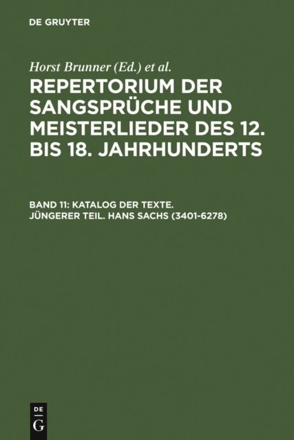 Burghart Wachinger, Horst Brunner - Katalog der Texte. Jüngerer Teil. Hans Sachs (3401-6278), E-bok