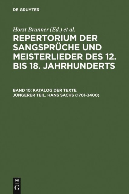 Burghart Wachinger, Horst Brunner - Katalog der Texte. Jüngerer Teil. Hans Sachs (1701-3400), E-bok
