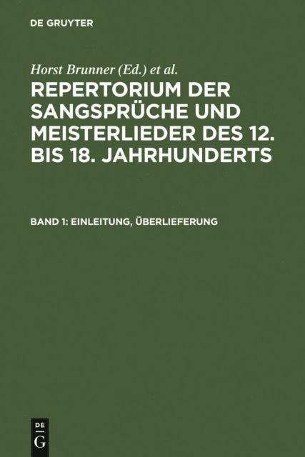 Burghart Wachinger, Horst Brunner - Einleitung, Überlieferung, E-bok