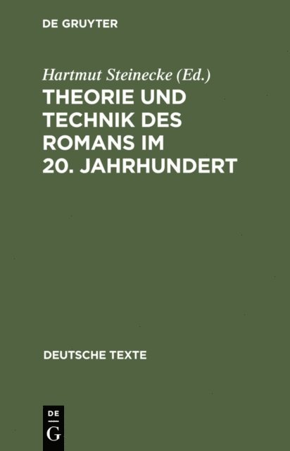 Hartmut Steinecke - Theorie und Technik des Romans im 20. Jahrhundert, E-bok