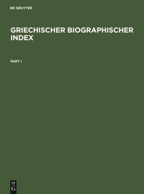 Griechischer Biographischer Index, E-bok