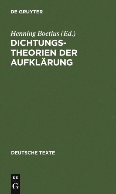 Henning Boetius - Dichtungstheorien der Aufklärung, E-bok
