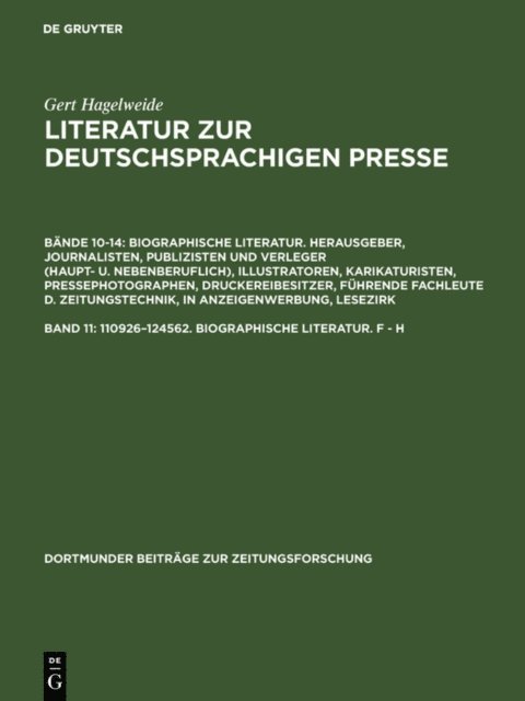 Gert Hagelweide - 110926–124562. Biographische Literatur. F - H, E-bok