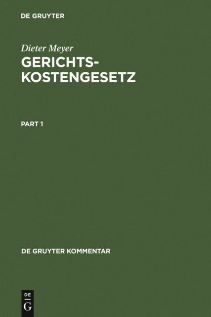 Dieter Meyer - Gerichtskostengesetz, E-bok