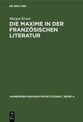 Die Maxime in der franzsischen Literatur