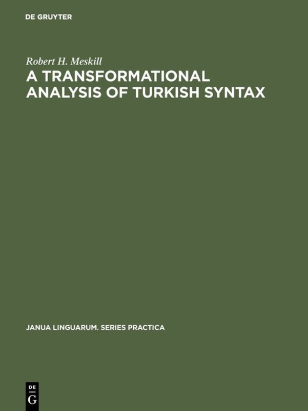 transformational analysis of Turkish syntax