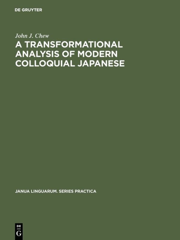 transformational analysis of modern colloquial Japanese