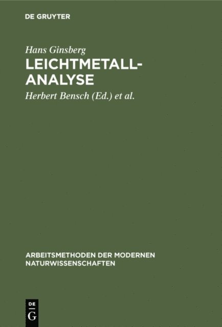 Hans Ginsberg, Heimar Pfundt, Margarete Koster, Herbert Bensch - Leichtmetallanalyse, E-bok